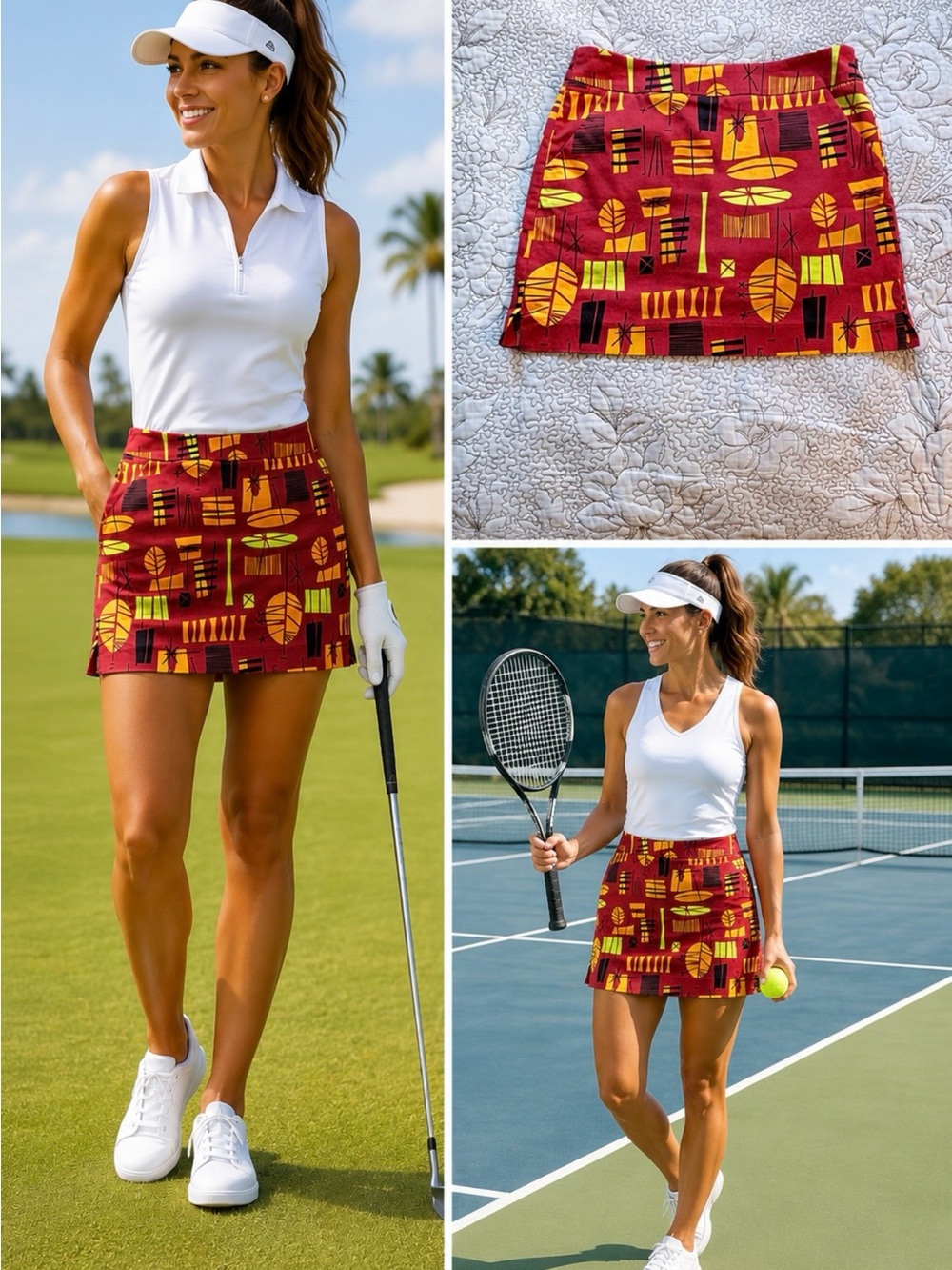 Loudmouth Golf Bold Retro Mod Print Skort Built in Shorts Women’s Sz 8💛